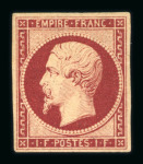 Stamp of France » Empire 1853-1862 1853, Empire Y&T n°18 1f carmin, neuf * gomme d'origine