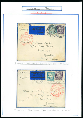 Stamp of Ireland » Airmails 1937-1945 Zeppelin & OAT Flights: Attractive assembly of 19 airmails usages, showing some better flights including five Zeppelin Flights, to Bathurst, Gambia, West Africa, plus twelve OAT flights, mixed to very fine, a s