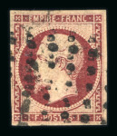Stamp of France » Empire 1853-1862 1853, Napoléon non dentelé n°18a 1fr carmin foncé oblitéré