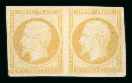 Stamp of France » Empire 1853-1862 RARETÉ EXCEPTIONNELLE / PIÈCÉ UNIQUE NAPOLÉON NON DENTELÉ
