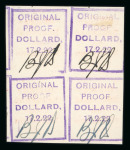Stamp of Ireland » 1922 Overprint Proofs (PR1-PR29) Selection of Overprint Proofs. An attractive and specialised group of 30 overprint proofs in singles, pairs, and blocks of four and eight, including ½d green with red overprint, red overprint with blue-black backstamp, a