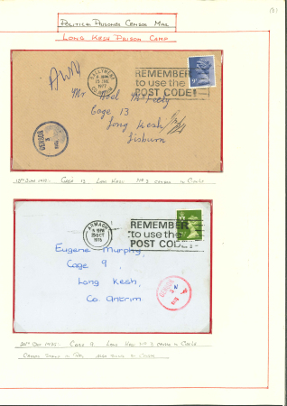 Stamp of Ireland » Political & Transitional Periods » Military Mail & Camps 1976–1980 Political Prisoner Censor Mail. An attractive and carefully mounted assembly of over 40 covers, neatly presented and written up on album pages, accompanied by a further 45 unmounted covers. The collection inclu