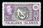 Stamp of Falkland Islands 1938-50 GVI 1/2d to £1 complete mint nh set of eighteen, fresh and very fine (SG £475).