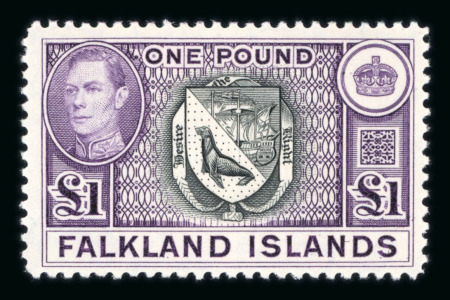 Stamp of Falkland Islands 1938-50 GVI 1/2d to £1 complete mint nh set of eighteen, fresh and very fine (SG £475).