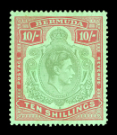 Stamp of Bermuda 1942, Bermuda, 10sh with plate error SG 119be, mint *