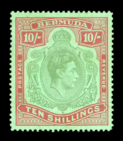 Stamp of Bermuda 1942, Bermuda, 10sh with plate error SG 119be, mint *
