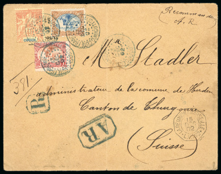 Stamp of Colonies françaises » Côtes des Somalis 1902, jolie lettre recommandée affranchie avec deux