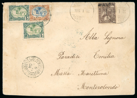 Stamp of Colonies françaises » Côtes des Somalis 1904, jolie lettre pour l'Italie affranchie avec trois