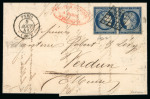Stamp of France » Type Cérès de 1849-1850 1850 : Cérès n°4 25c bleu foncé en paire tête-bêche