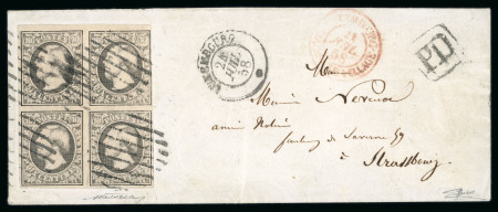 Stamp of Luxembourg Luxembourg 1858 Last Printing 10c grey block of 4 on cover