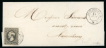 Stamp of Luxembourg Luxembourg 1852 1st printing undated 10c outer letter sheet three-ring handstamp, Grevenmach cds 
