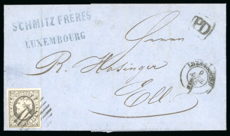 Stamp of Luxembourg Luxembourg 1859 Last Printing 10c grey on commercial invoice