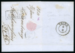 Stamp of Luxembourg Luxembourg 1854 2nd Printing 1 Sgr horizontal strip of three outer letter sheet to Frankfurt