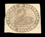 Stamp of Australia » Western Australia 1855, Western Australia, 1s grey-brown litho swan, SG 4b