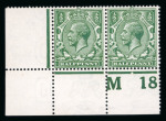 Stamp of Great Britain » King George V » 1912-24 Profile Head Issues 1912-24 Royal Cypher 1/2d deep blue (“myrtle”) green