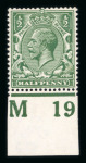 Stamp of Great Britain » King George V » 1912-24 Profile Head Issues 1912-24 Royal Cypher 1/2d deep myrtle green mint "M19"