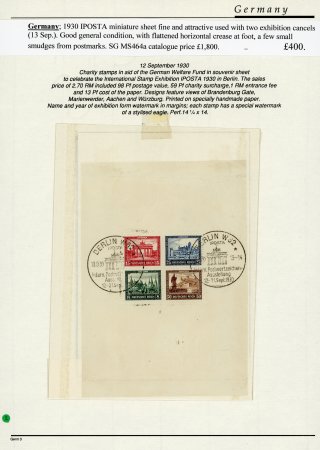 Stamp of Germany » German Empire 1930 IPOSTA miniature sheet fine and attractive used