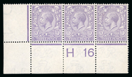 Stamp of Great Britain » King George V » 1912-24 Profile Head Issues 1912-24 Royal Cypher 3d very pale violet in mint n.h. "H16" control strip of three