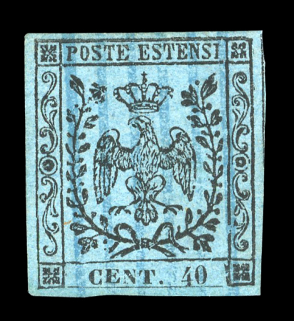 Stamp of Italian States » Modena 1851, Modena, Italy - Italia 40c celeste senza punto