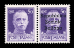Stamp of Italy » Italian Local Issues II. Worldwar 1944 Italy, Local Issues, Teramo 50c pair with and without ovpt