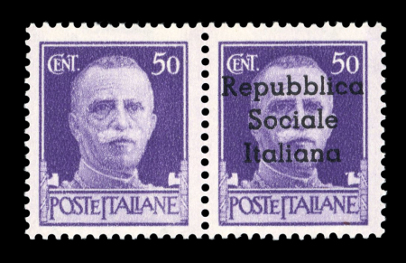Stamp of Italy » Italian Local Issues II. Worldwar 1944 Italy, Local Issues, Teramo 50c pair with and without ovpt