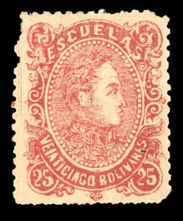 Stamp of Venezuela Venezuela, 1880, Escuelas 25B Bolivar mint *, faults but very rare adhesive
