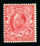 Stamp of Great Britain » King George V » 1912-24 Profile Head Issues 1934 1 1/2d photogravure essays by Harrison & Sons in red, green and brown