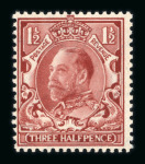 Stamp of Great Britain » King George V » 1912-24 Profile Head Issues 1934 1 1/2d photogravure essays by Harrison & Sons in red, green and brown
