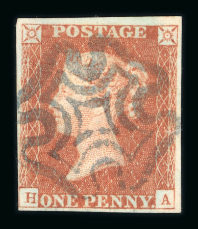 Stamp of Great Britain » 1841 1d Red GB 1841 1d red pl.31 HA, very close to large margins, cancelled by neat bluish MC