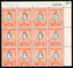 Stamp of Kenya, Uganda and Tanganyika » Kenya, Uganda and Tanganyika 1938-54 20c perf.14 unmounted mint corner block of twelve.
