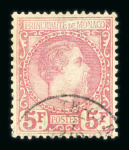 Stamp of Colonies françaises » Monaco 1885: Prince Charles III Y&T n°10, 5f carmin sur vert