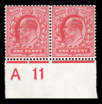 Stamp of Great Britain » King Edward VII » 1902-10 De La Rue Issues KE7 2½d u.m. corner block of 20 (10 x 2) with some bunching of perforations and creases. Some careful attention should improve this item. SG 231 cat.£680.