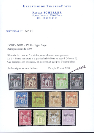 CANCEL Port-Saïd, 1900: Série de 13 REIMPRESSIONS au