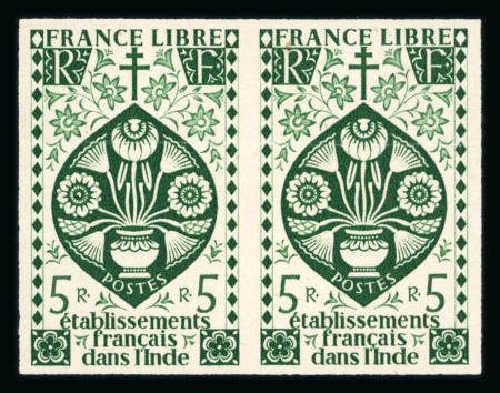 Stamp of Colonies françaises » Inde 1942, série de Londres YT n° 217-230 (sauf n° 229)
