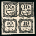 Stamp of France » Timbres-Taxe 1859, Taxe n°1A 10c noir 2 blocs oblitérés cachets