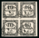 Stamp of France » Timbres-Taxe 1859, Taxe n°1A 10c noir 2 blocs oblitérés cachets