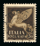 Stamp of Colonies françaises » Fezzan 1943, poste aérienne YT n° 3 oblitéré, TB, CV €1'850,