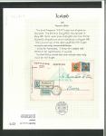 Stamp of Aerophilately » Zeppelins Iceland: 1931 Zeppelin 30 aur and 1 kr fine used on picture postcard with green triangular Zeppelin cachet alongside