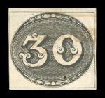 Stamp of Brazil » 1843 Bull's Eyes Mambocaba (RJ): 30r. black, close to fair margins,
