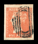 Stamp of Mauritius » 1859 Dardenne Issue (SG 41-44) 1859 1d dull vermilion with large to huge margins, used
