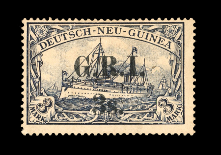 Stamp of New Guinea 1914-15 "G.R.I." 3s on 3M, 3.5-4mm spacing, mint