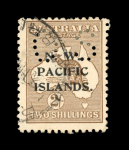 Stamp of New Guinea Officials: 1919-23 Group of 13 used "OS" perfins incl. Roo 2 1/2d indigo