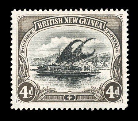 Stamp of Papua 1901-05 4d black & sepia showing deformed "d" at left variety