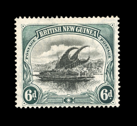 Stamp of Papua 1901-05 wmk vertical 6d black & myrtle green on thin paper, comb perf., mint l.h.