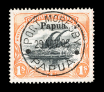 Stamp of Papua 1906 wmk vertical 1s black & orange on thin paper, comb perf., used