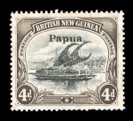 Stamp of Papua 1907 wmk vertical 4d black & sepia on thin paper, comb perf., with deformed "d" at left variety, mint