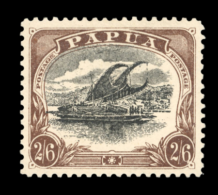 Stamp of Papua 1907-10 Large "PAPUA" wmk sideways 2s6d black & chocolate