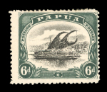 Stamp of Papua 1907-10 Small "PAPUA" wmk sideways 6d black & myrtle green perf. 12 1/2, mint