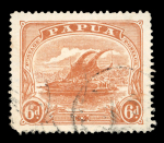 Stamp of Papua 1911-15 1d mint, 2d mint, 6d used and 2s6d mint l.h. all showing wmk crown to right of A variety