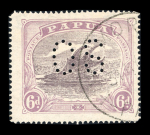 Stamp of Papua Officials: 1930 6d dull purple and pale purple with "POSTACE" variety at left, cancelled-to-order